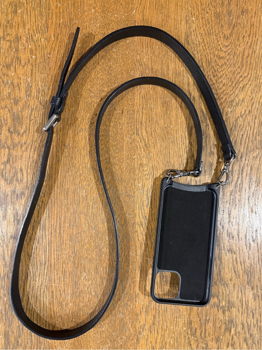Bandolier Black Pebble Leather Hailey Crossbody iPhone Black Silver